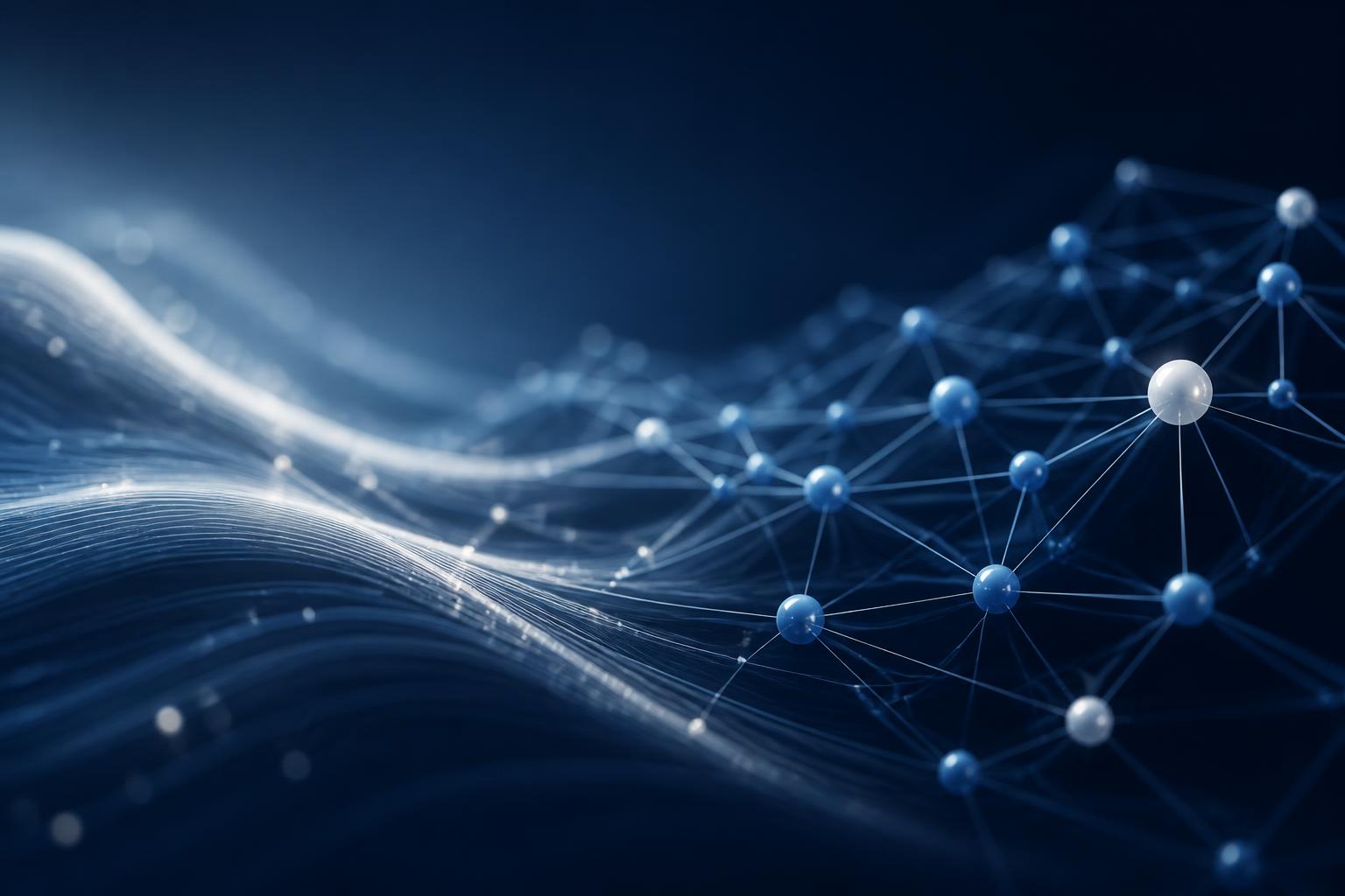 Abstract visualization of AI neural networks and data flows